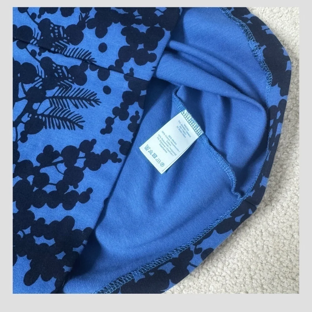 Boden Sheath Dress Stretch Ponte Fabric Blue Black Print 3/4 Sleeve Zip Back